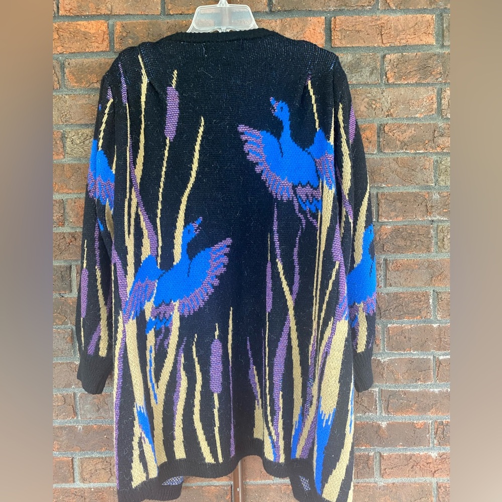 Vintage oversized open cardigan Large jewel tones Bramble Lane